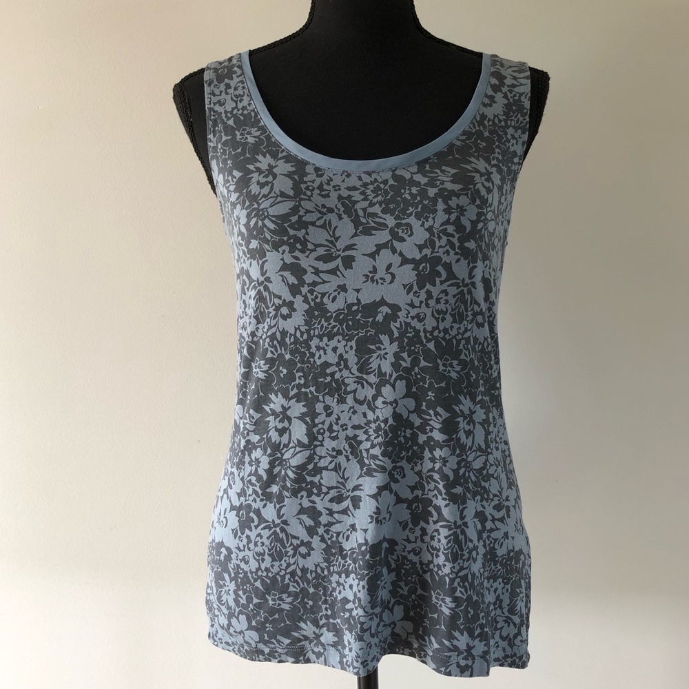 Women’s Banana Republic Factory Luxe Touch Blue Gray Floral Tank Top size S